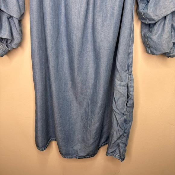 Zara Blue Solid Off Shoulder Sheath Dress Lyocell Size Small - Picture 4 of 10